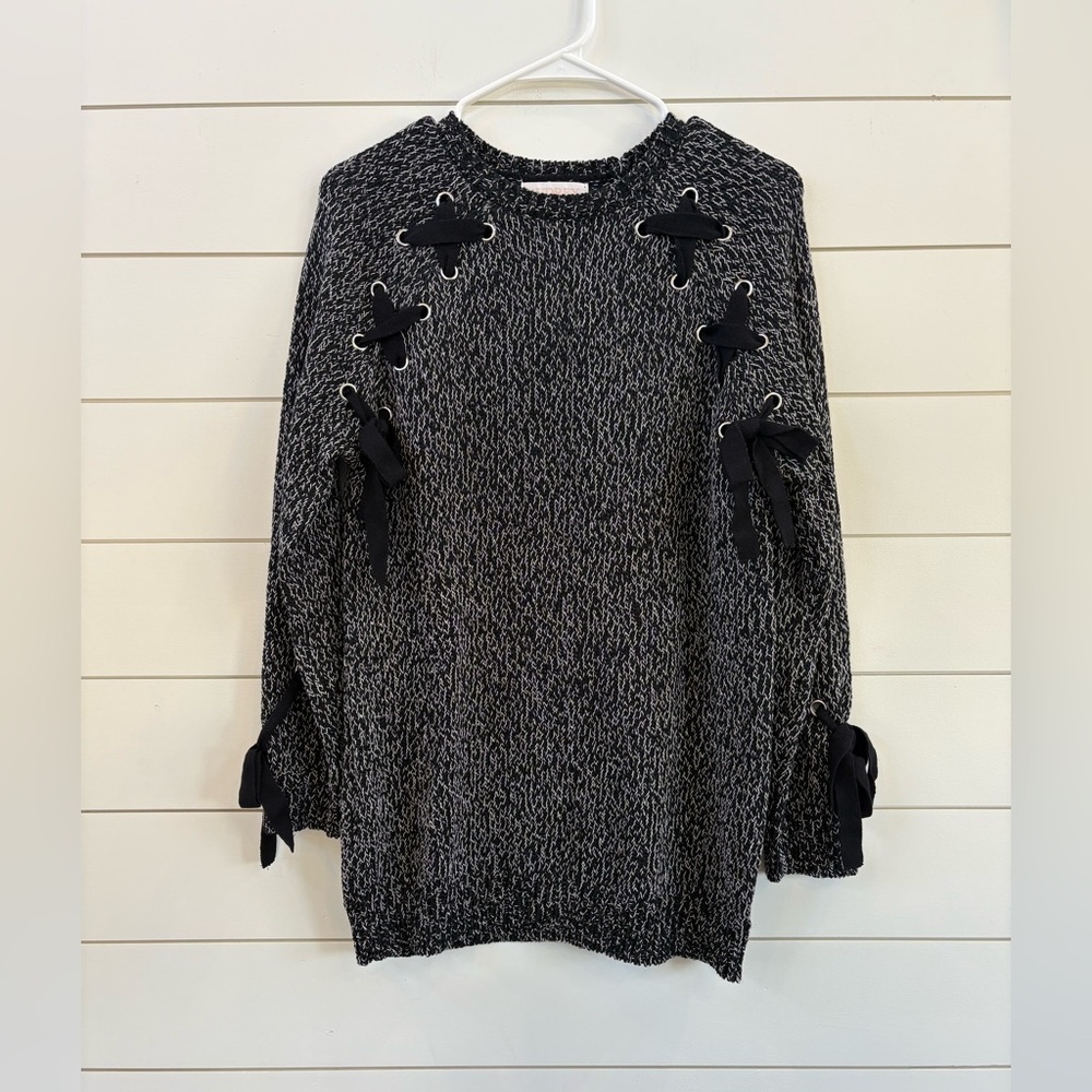 Audrey Parks Women’s Decorative Lace- Up Sweater